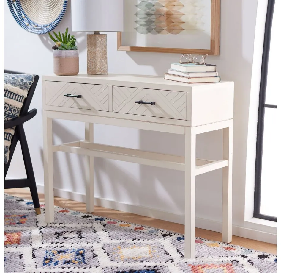 Safavieh Dryden 2 Drawer Console Table in Distressed White by Safavieh